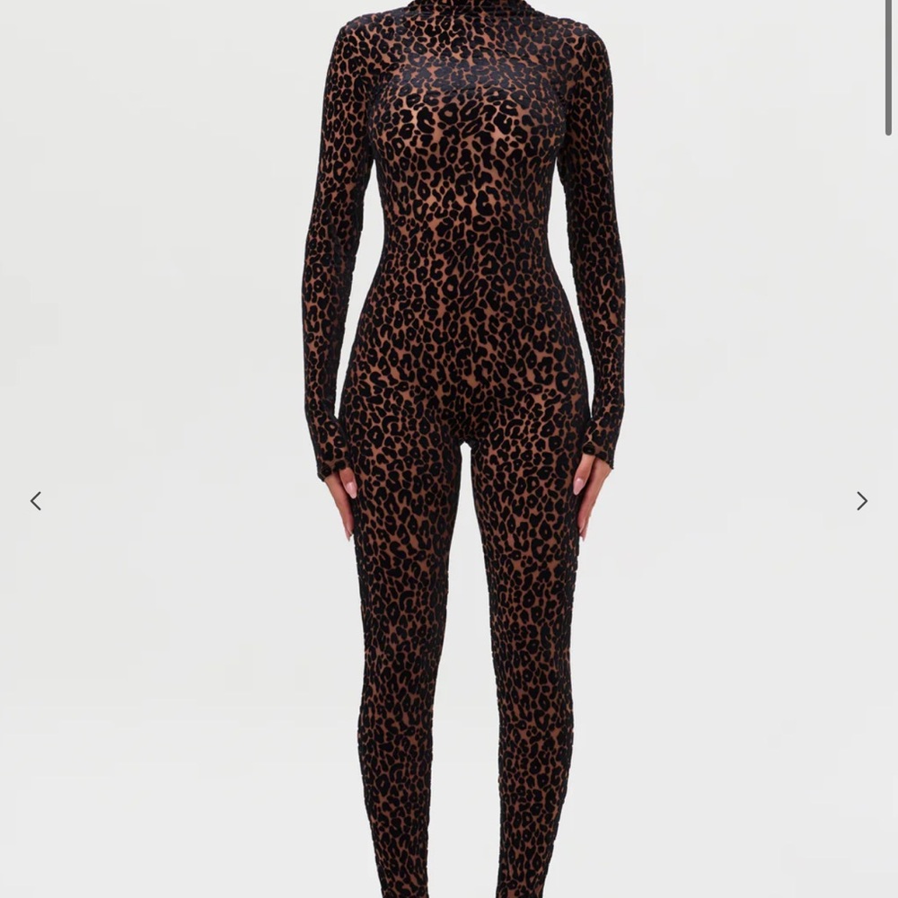 SOLD - Naked Wardrobe Burnout Leopard Print Jumpsuit -
